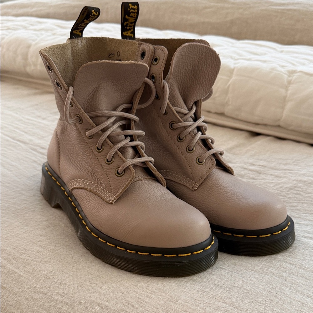 Dr. Martens Women's Taupe Leather Combat Boots